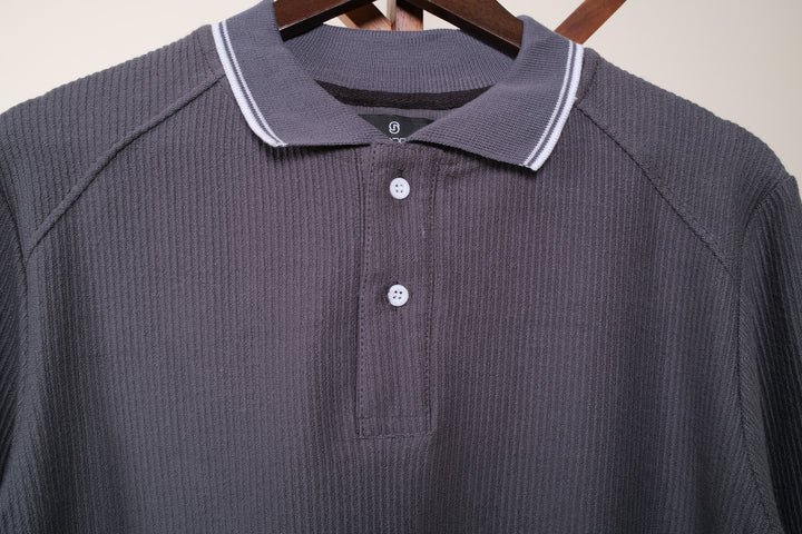 Playera manga larga - regular fit - gris oscuro