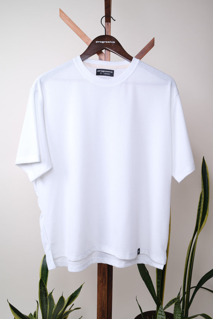 Playera Oversized Fit - blanca textura