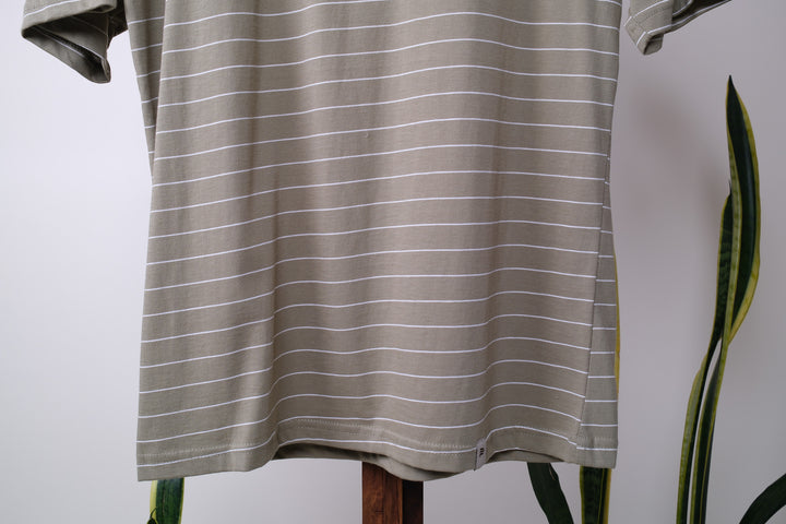 Playera Regular Fit  - verde a rayas