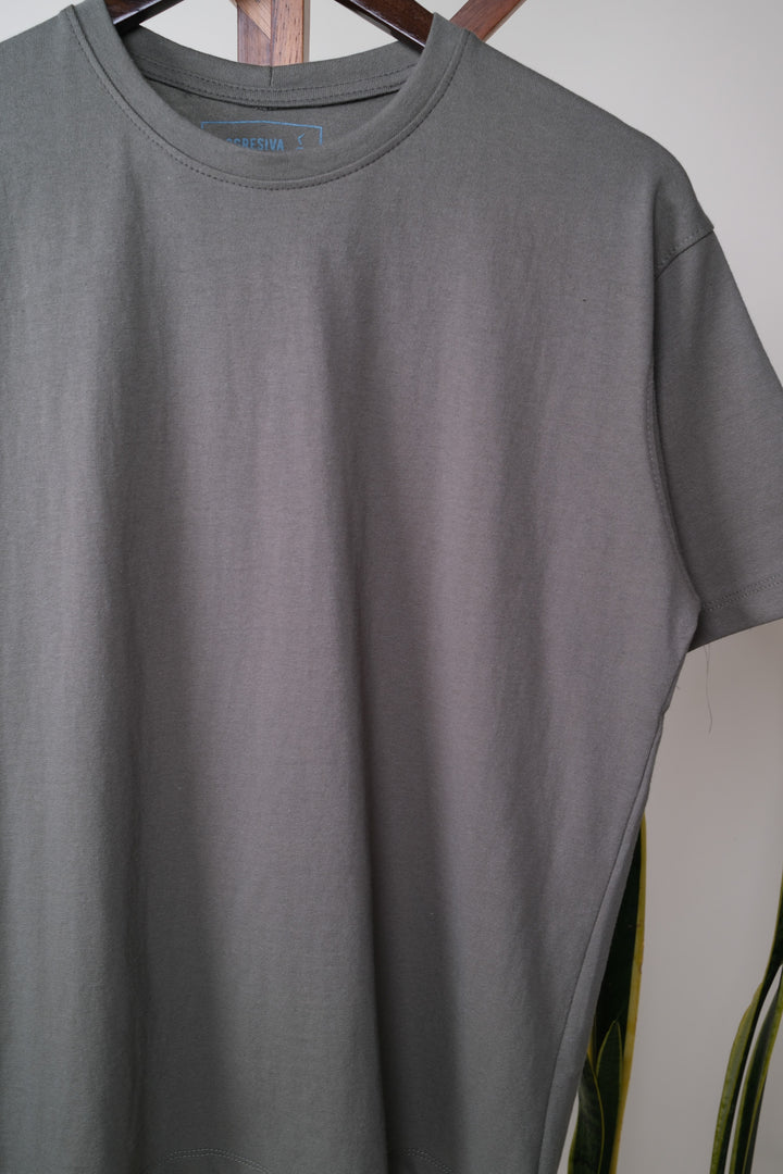 Playera Oversized Fit - verde grisáceo