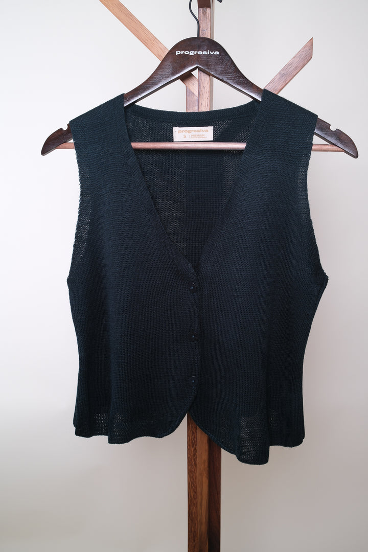 Chaleco Tejido - verde botella