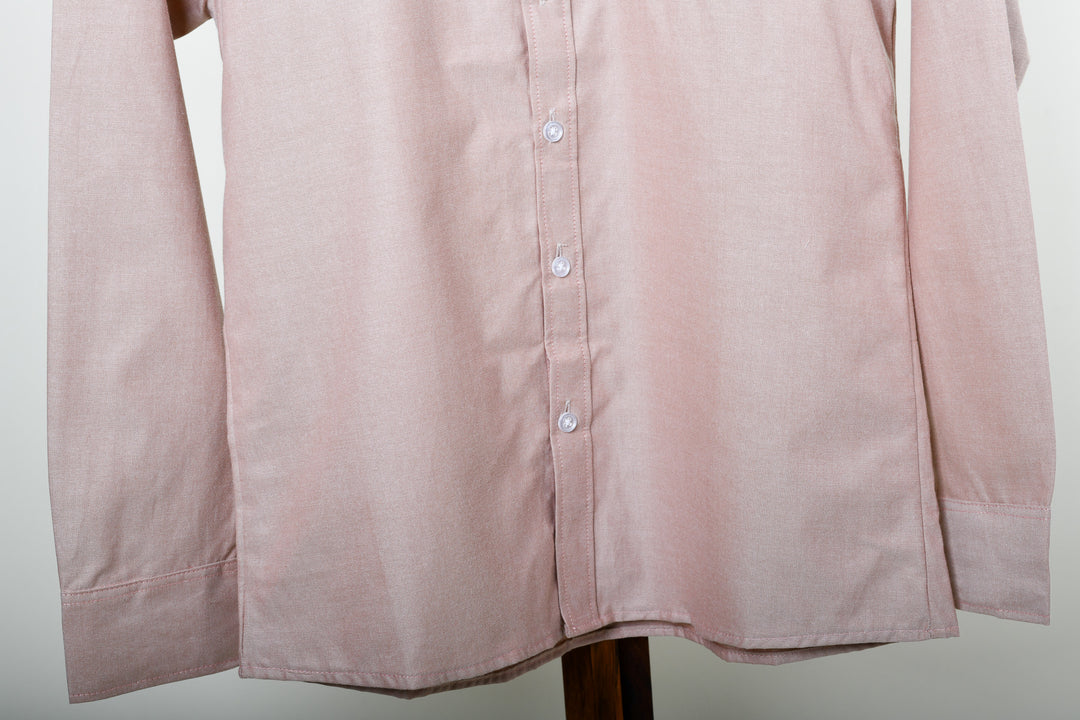 Camisa oxford manga larga cuello normal - durazno