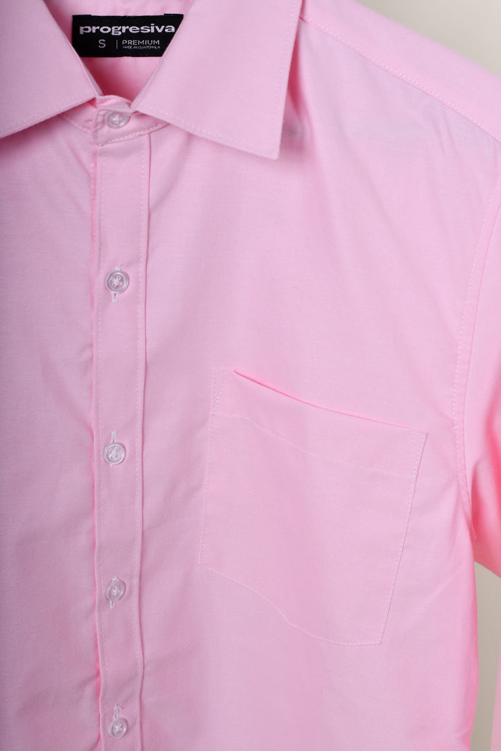Camisa oxford manga larga cuello normal - rosa