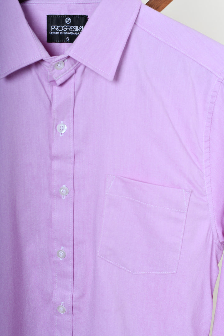 Camisa oxford manga larga cuello normal - lila