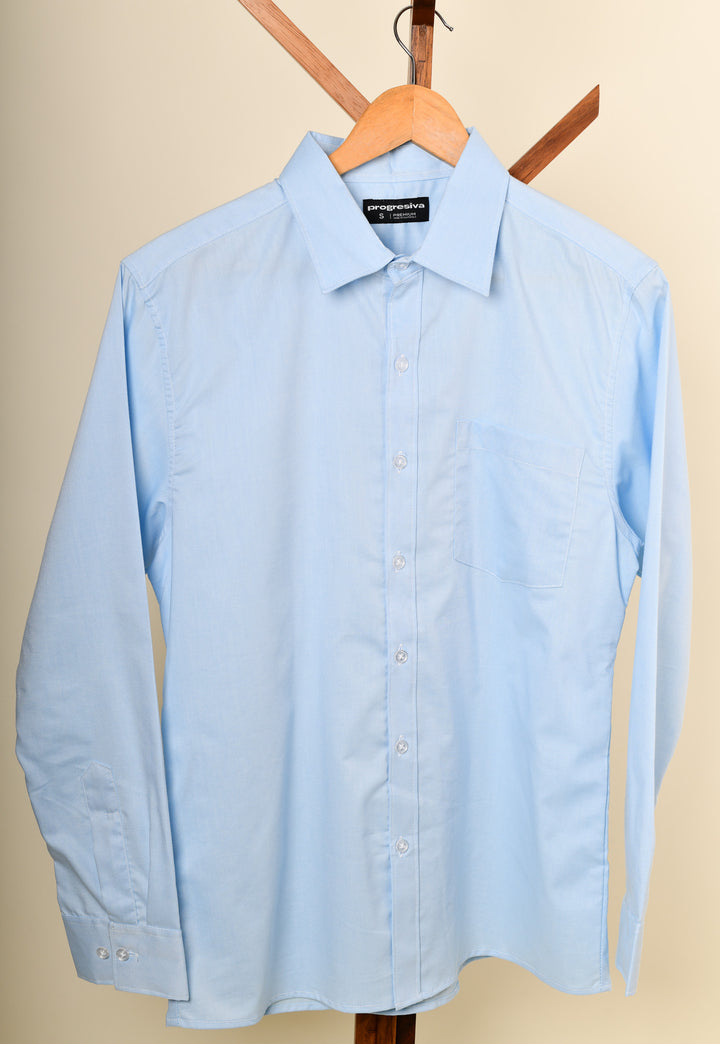 Camisa oxford manga larga cuello normal - celeste