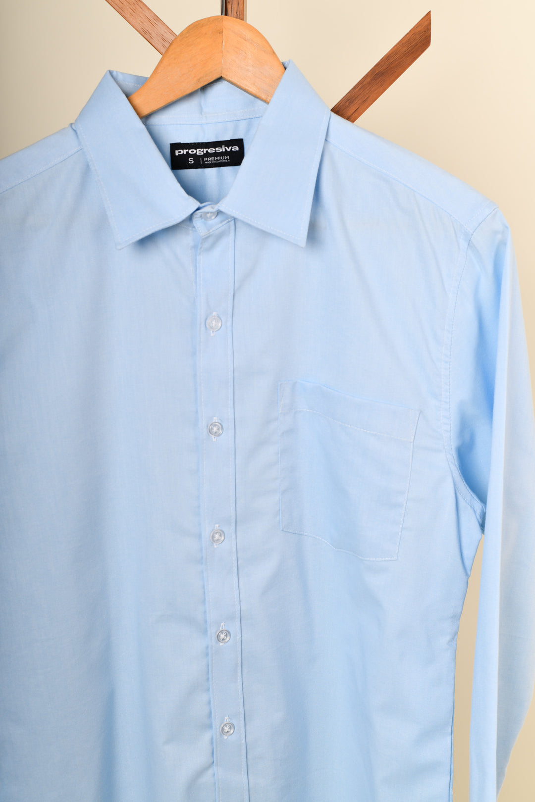 Camisa oxford manga larga cuello normal - celeste