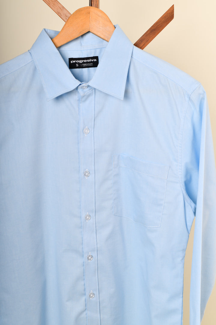 Camisa oxford manga larga cuello normal - celeste