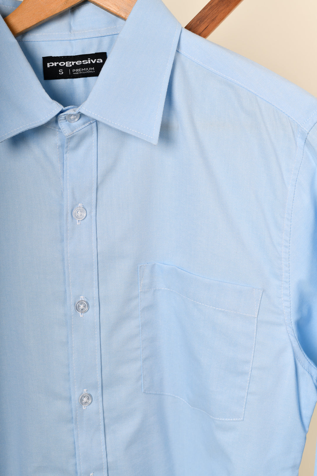 Camisa oxford manga larga cuello normal - celeste