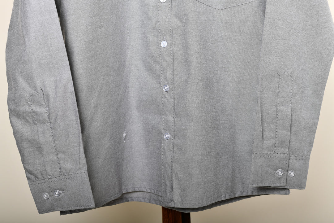 Camisa oxford manga larga cuello normal - gris oxford