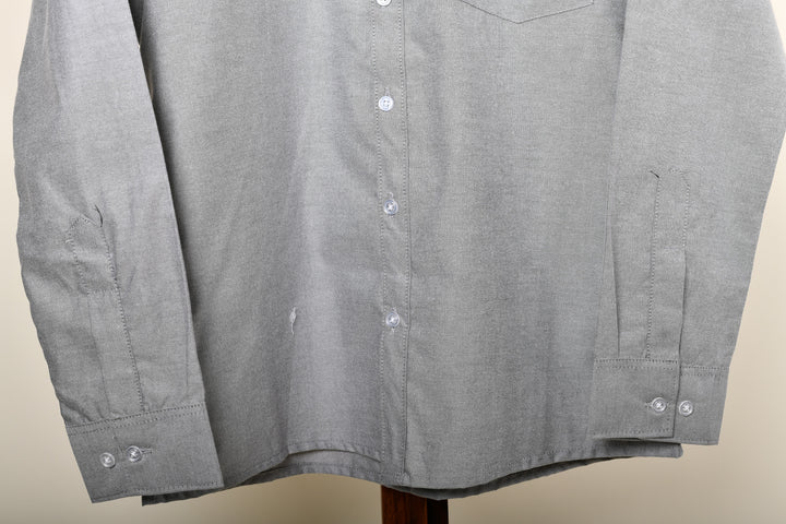 Camisa oxford manga larga cuello normal - gris oxford