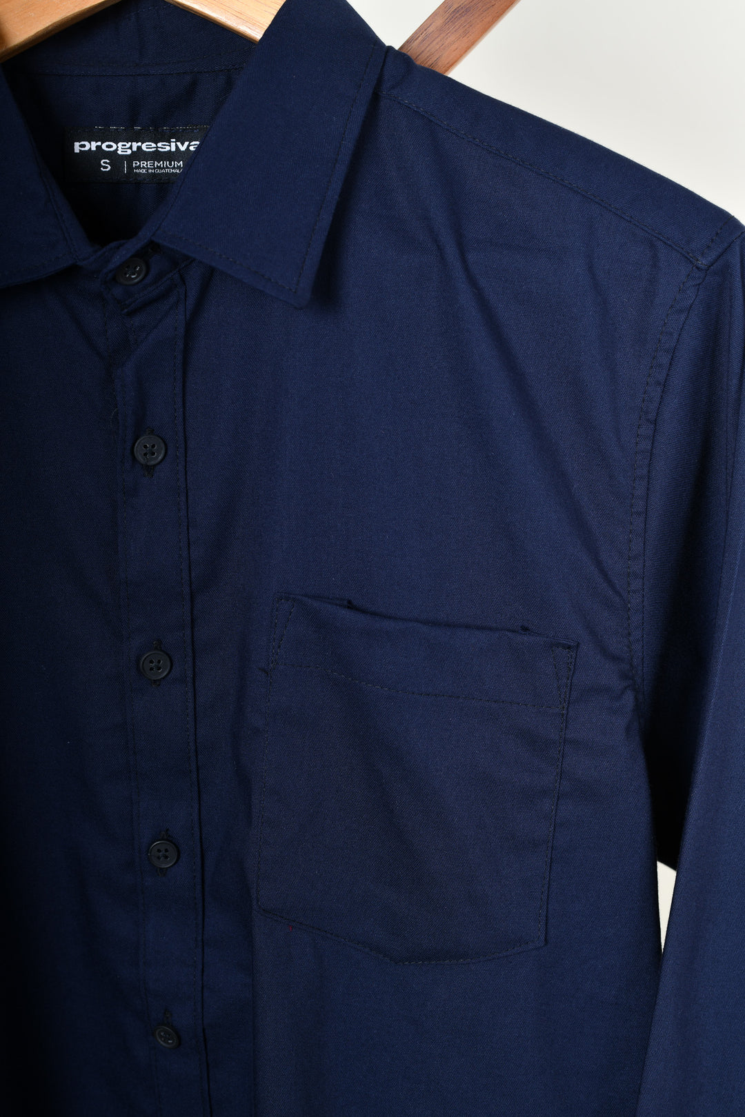 Camisa oxford manga larga cuello normal - azul marino