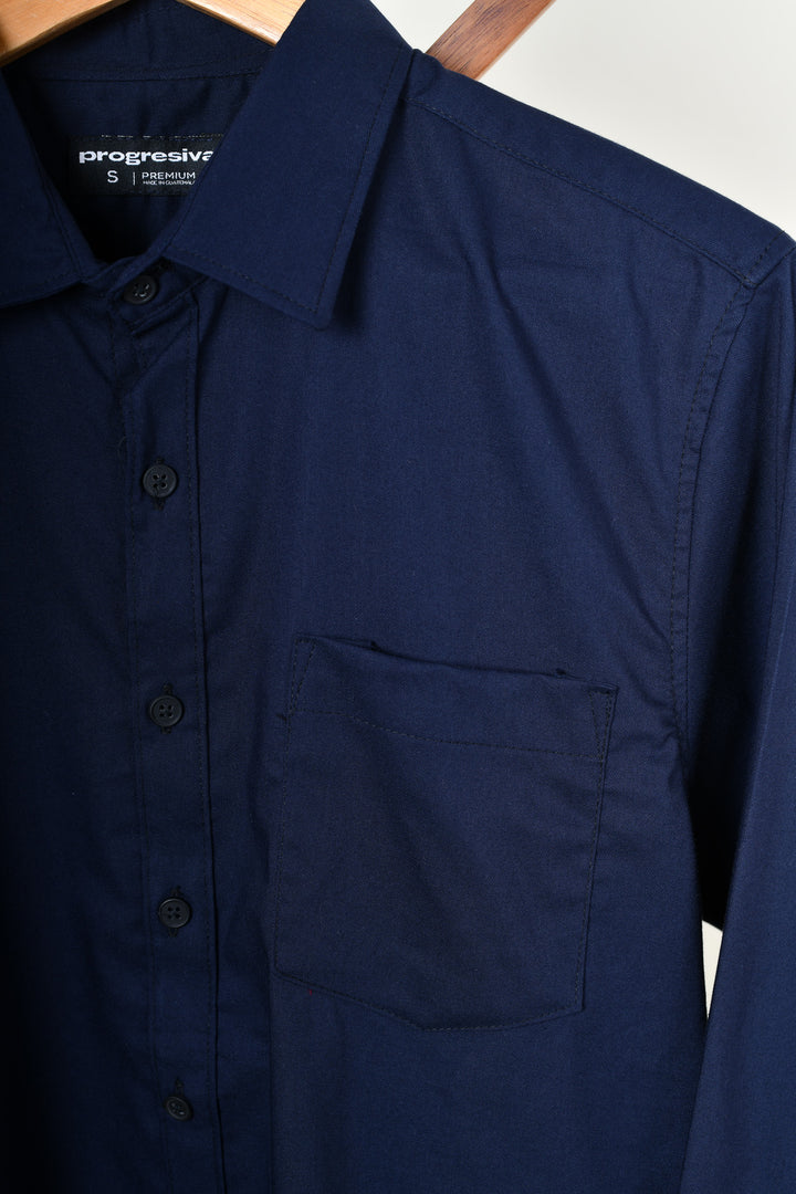 Camisa oxford manga larga cuello normal - azul marino