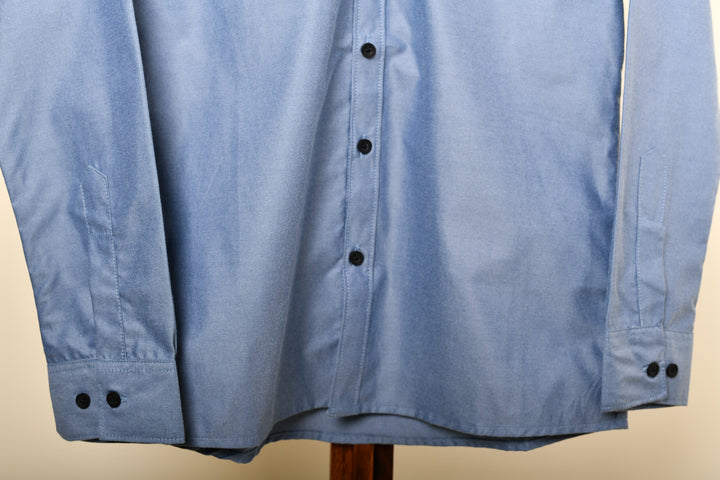 Camisa oxford manga larga cuello chino - azul oxford