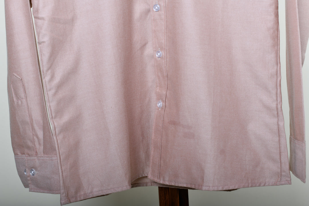 Camisa oxford manga larga cuello chino - durazno