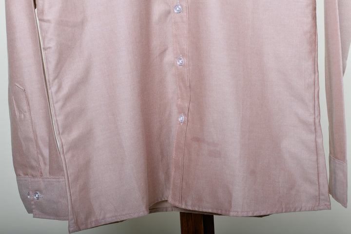 Camisa oxford manga larga cuello chino - durazno