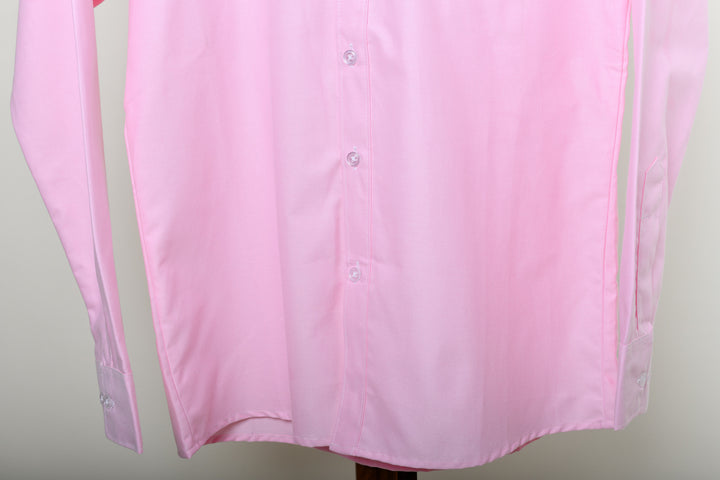 Camisa oxford manga larga cuello chino - rosa