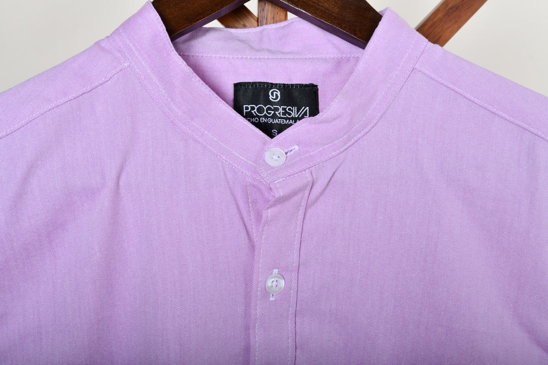Camisa oxford manga larga cuello chino - lila