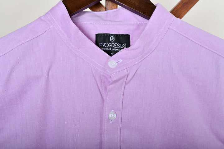 Camisa oxford manga larga cuello chino - lila