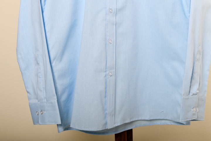 Camisa oxford manga larga cuello chino - celeste