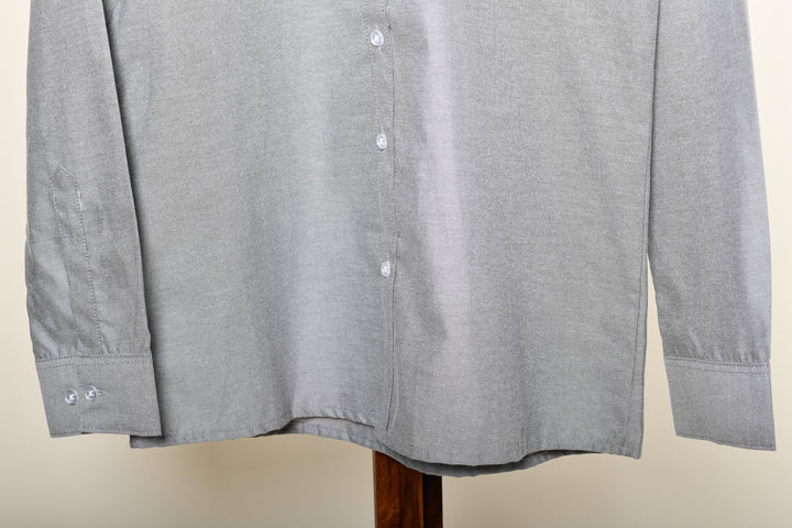 Camisa oxford manga larga cuello chino - gris oxford