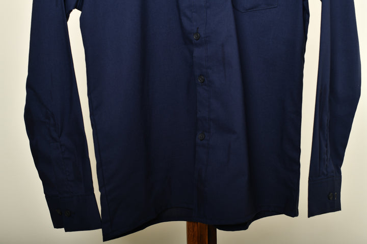 Camisa oxford manga larga cuello chino - azul marino