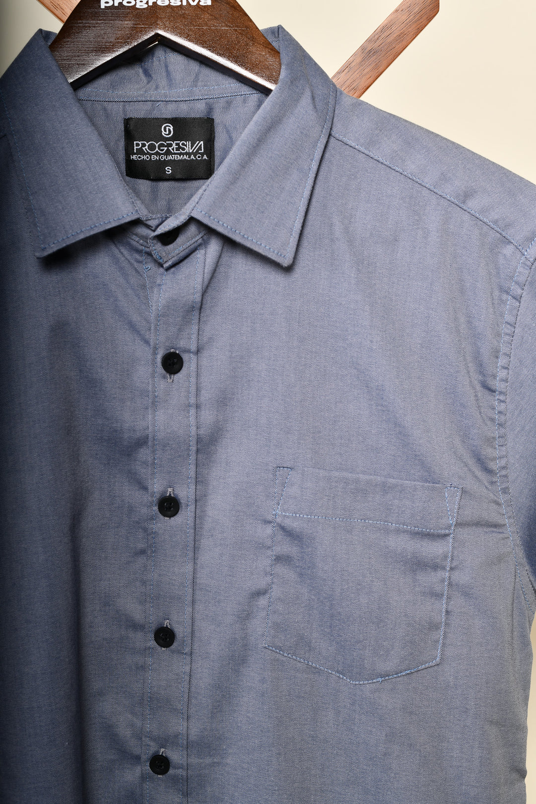 Camisa oxford manga corta cuello normal - azul grisáceo