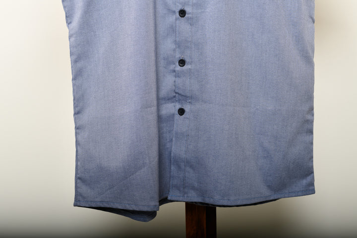 Camisa oxford manga corta cuello normal - azul grisáceo