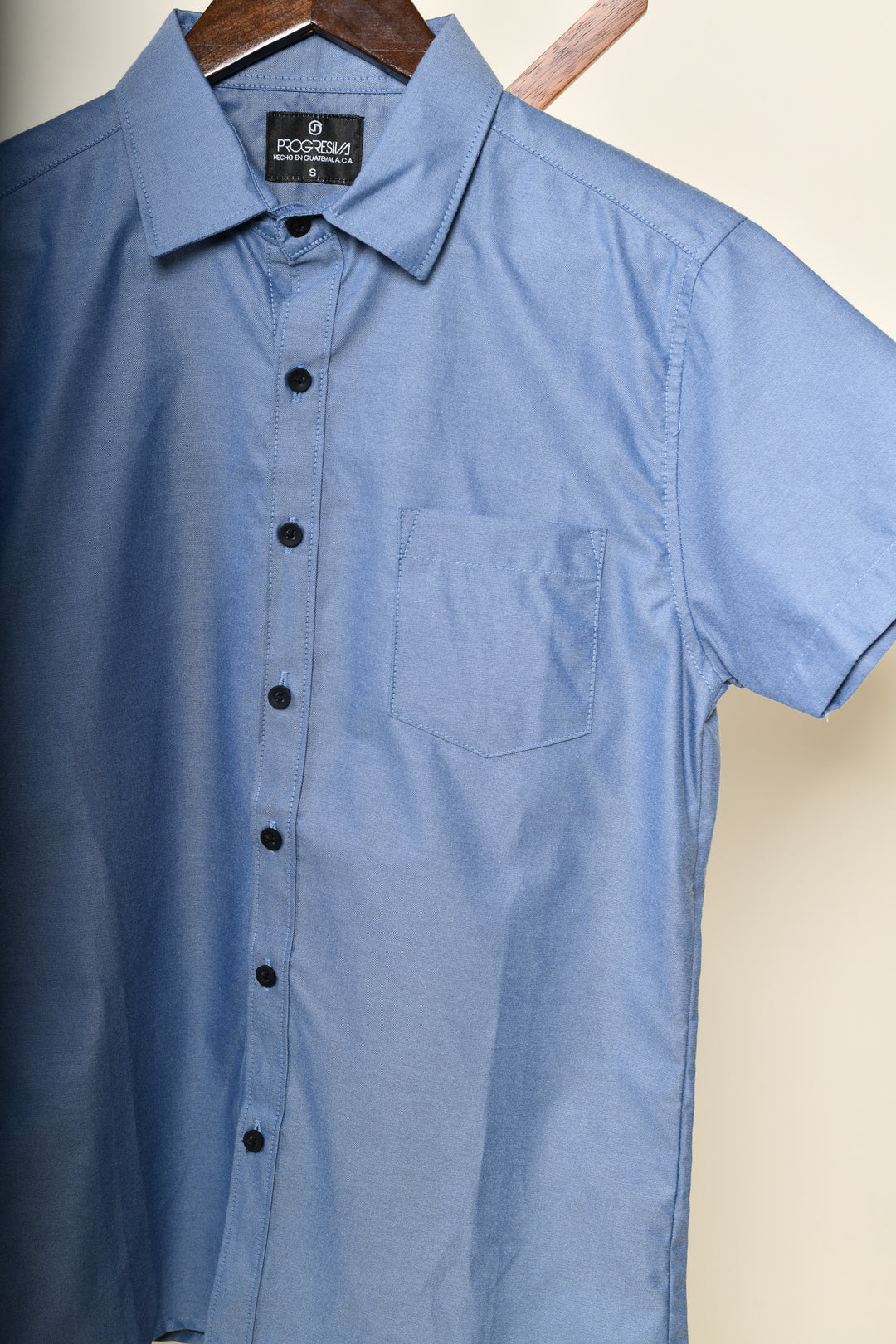 Camisa oxford manga corta cuello normal - azul oxford