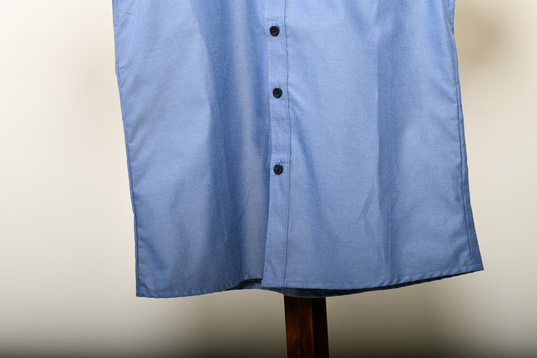 Camisa oxford manga corta cuello normal - azul grisáceo