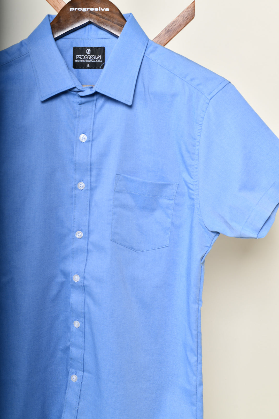 Camisa oxford manga corta cuello normal - azul