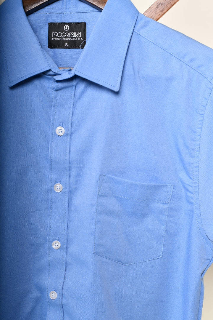 Camisa oxford manga corta cuello normal - azul