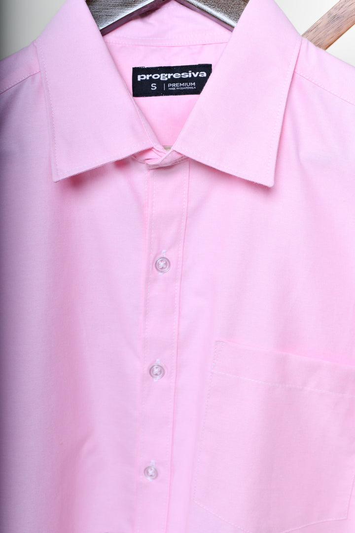 Camisa oxford manga corta cuello normal - rosa