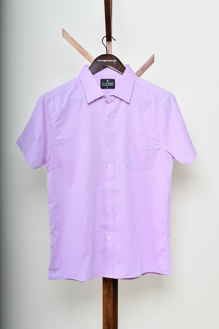 Camisa oxford manga corta cuello normal - lila