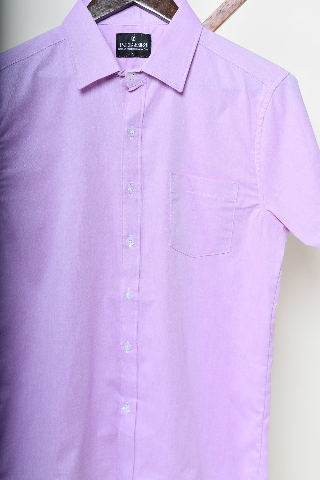 Camisa oxford manga corta cuello normal - lila