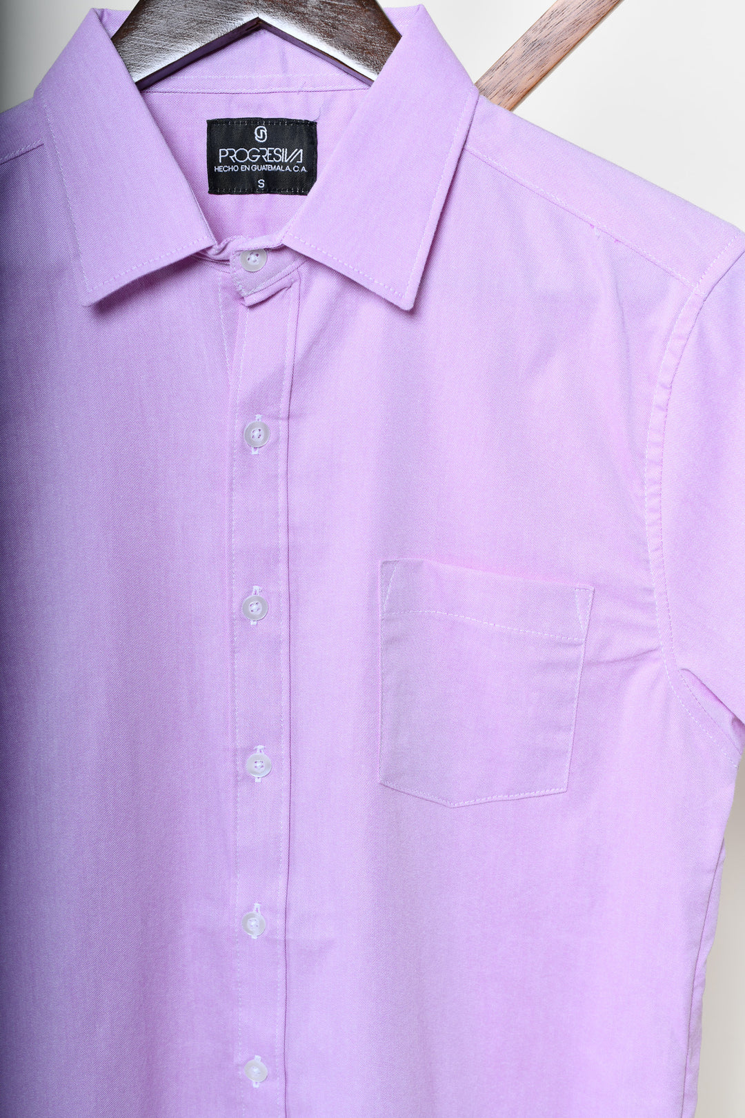 Camisa oxford manga corta cuello normal - lila