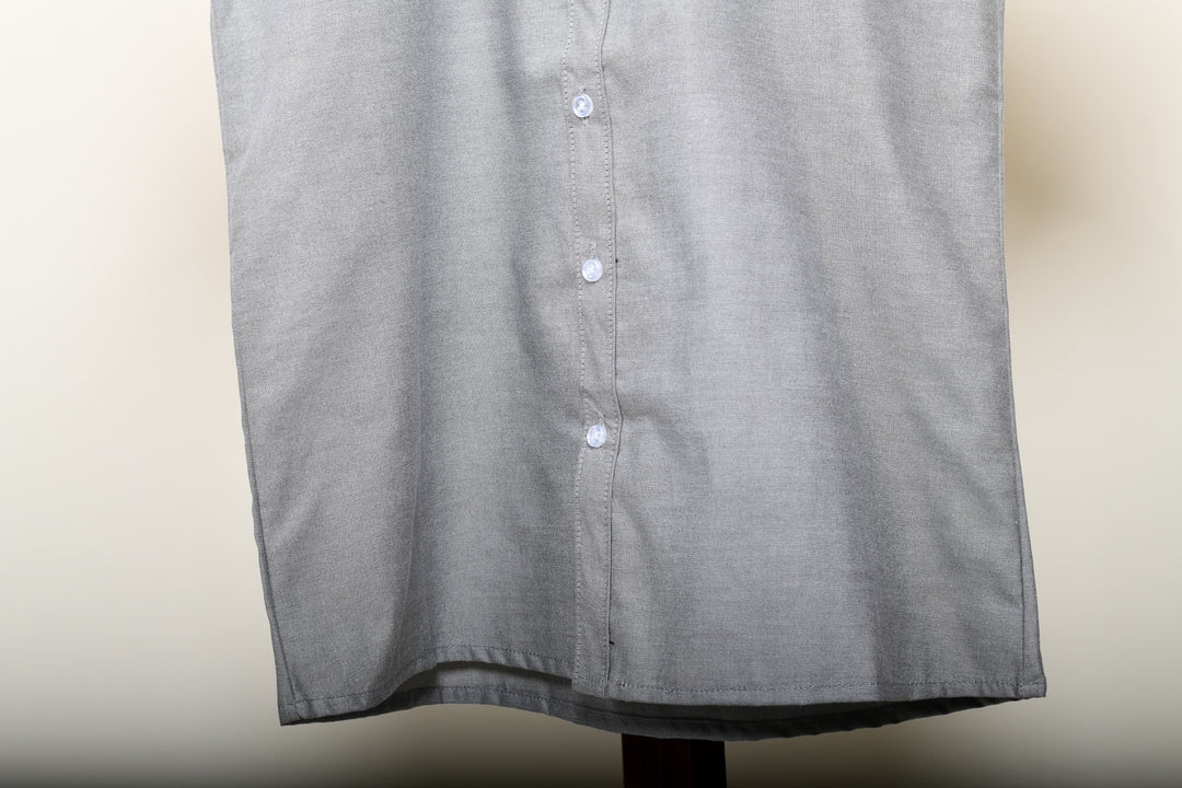 Camisa oxford manga corta cuello normal - gris oxford