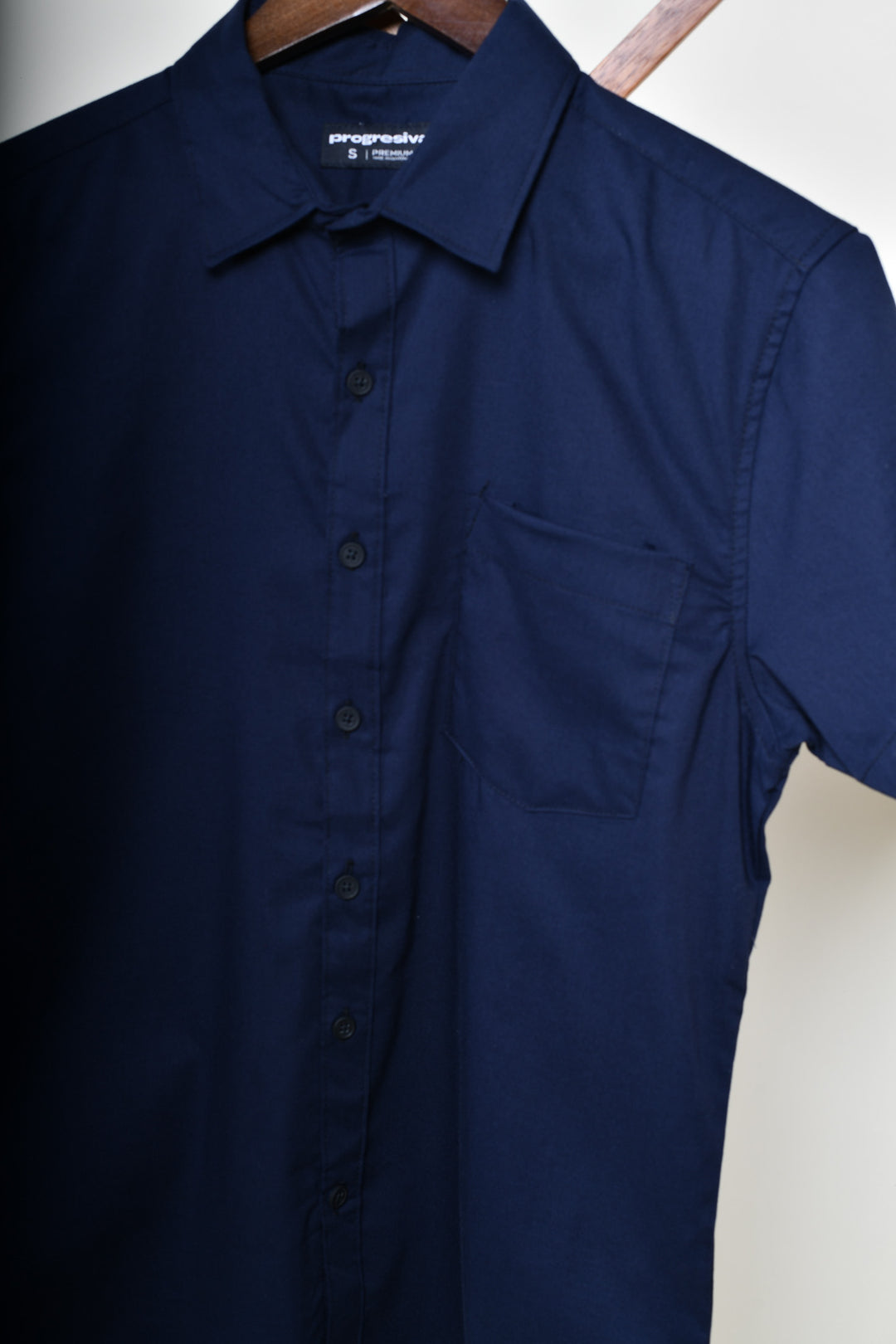 Camisa oxford manga corta cuello normal - azul marino