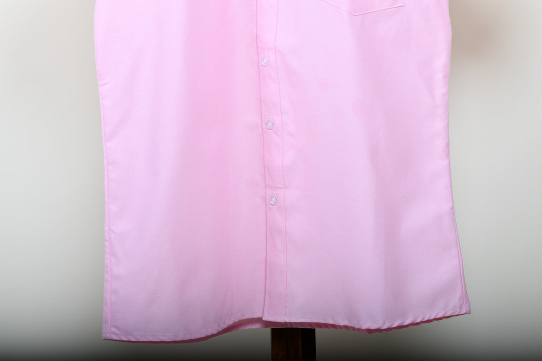 Camisa oxford manga corta cuello chino - rosa