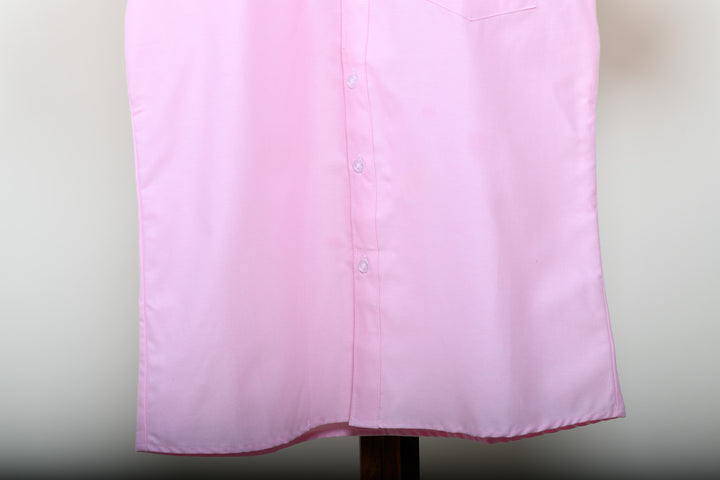 Camisa oxford manga corta cuello chino - rosa