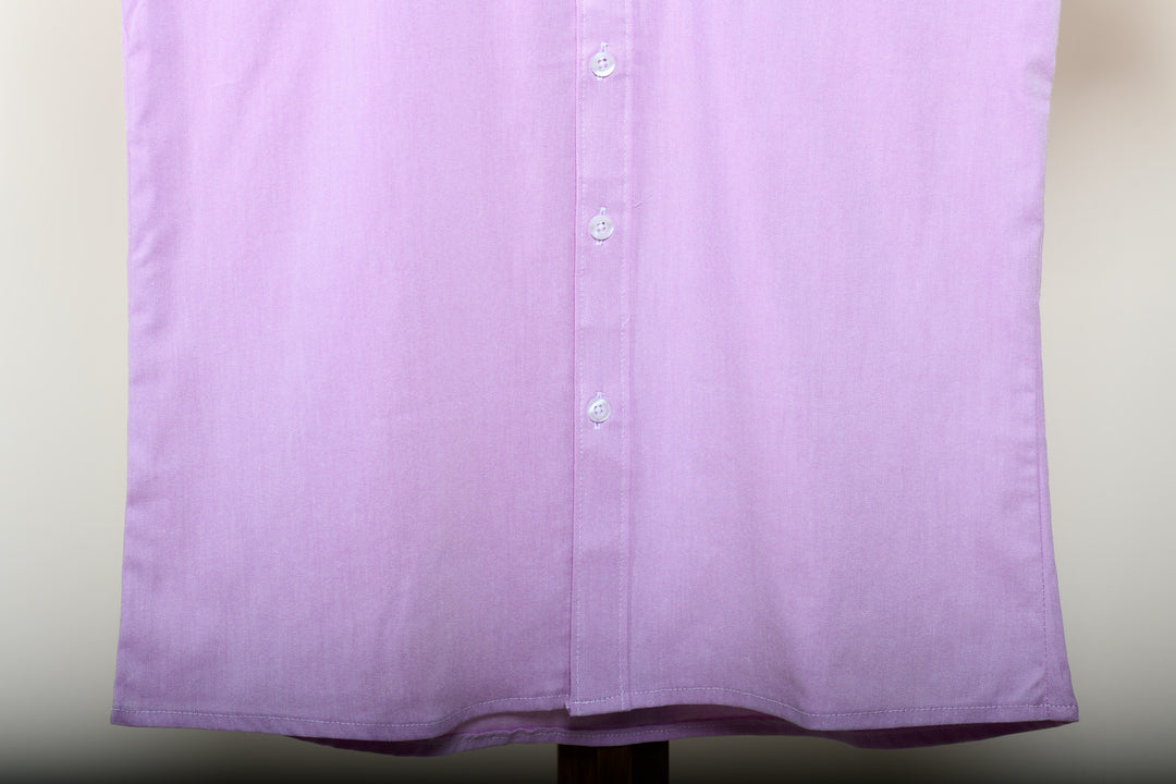 Camisa oxford manga corta cuello chino - lila