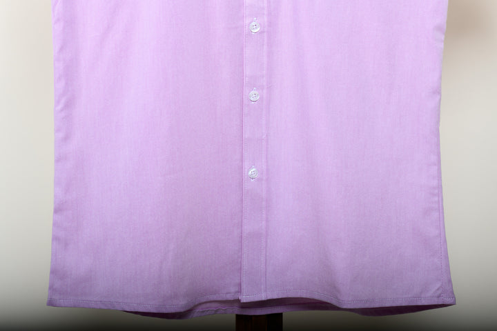 Camisa oxford manga corta cuello chino - lila