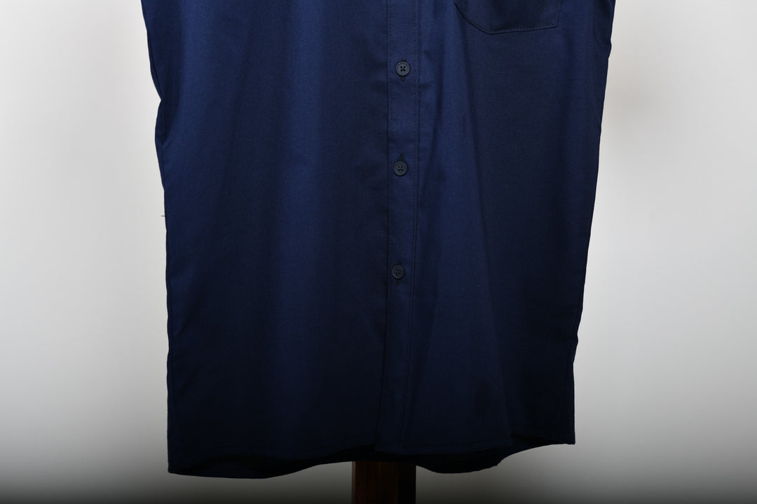 Camisa oxford manga corta cuello chino - azul marino