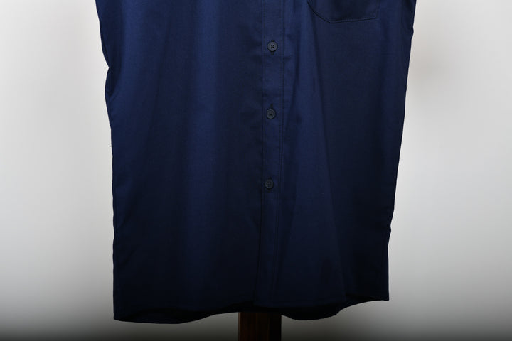 Camisa oxford manga corta cuello chino - azul marino