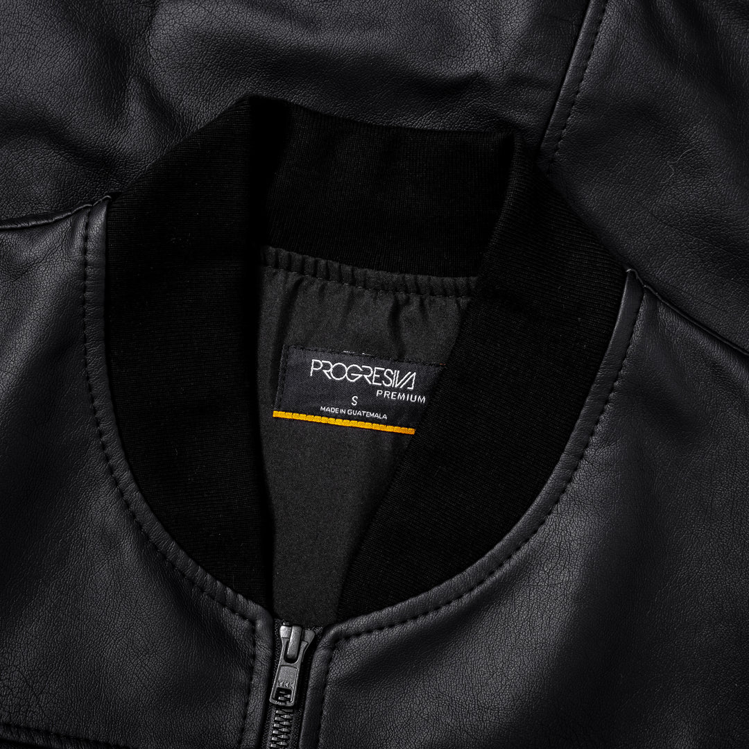 Bomber jacket cuerina - negro