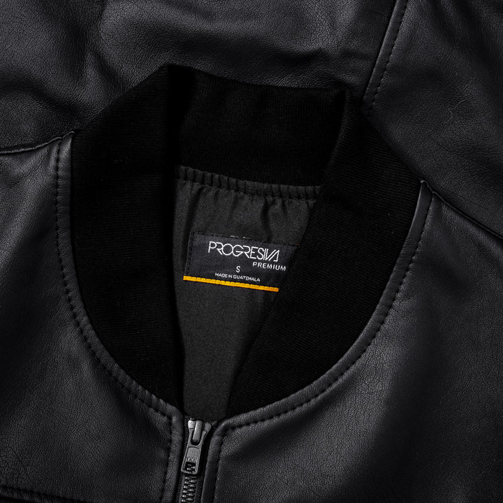 Bomber jacket cuerina - negro