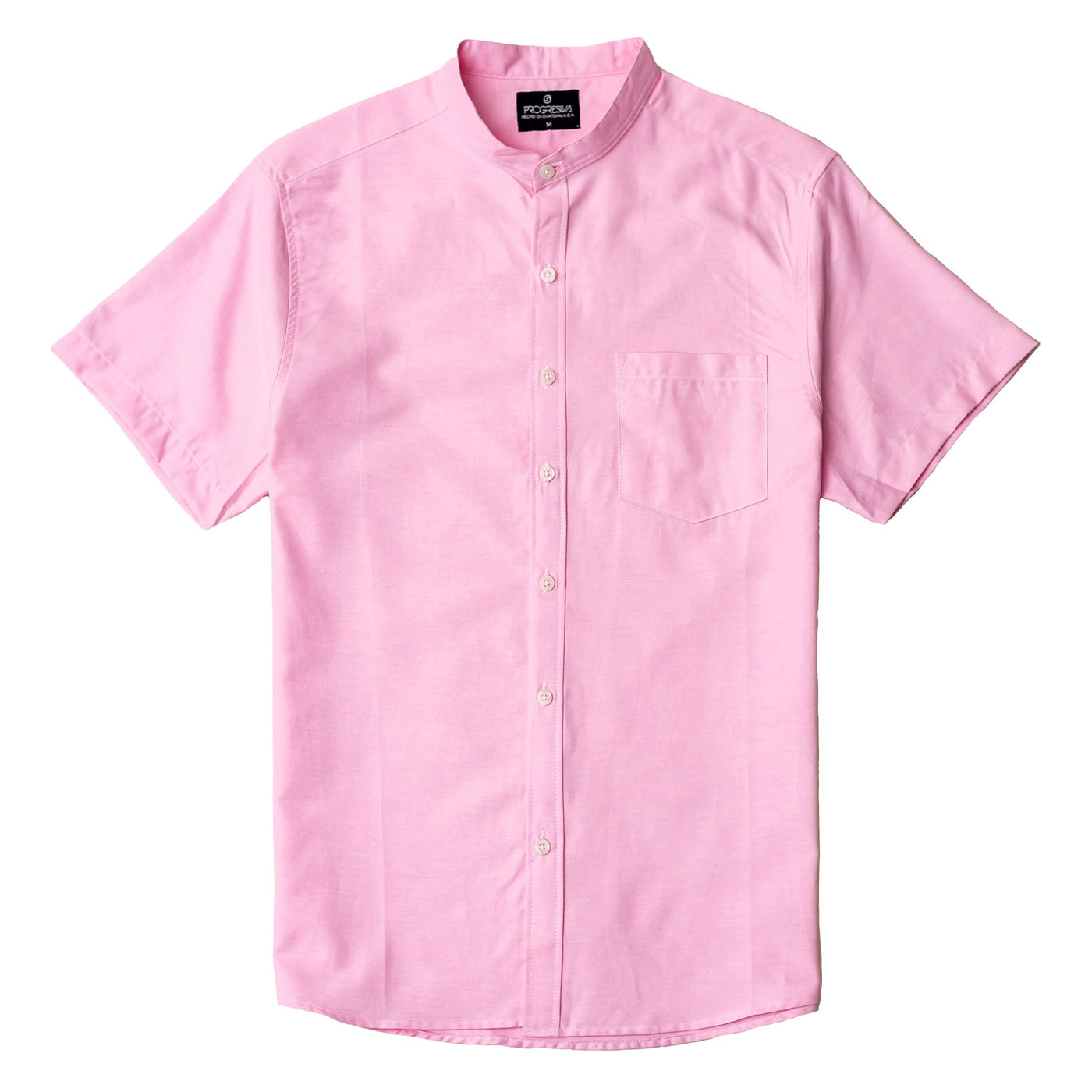 Camisa manga corta cuello chino  - rosada