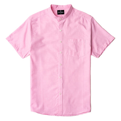 Camisa manga corta cuello chino  - rosada