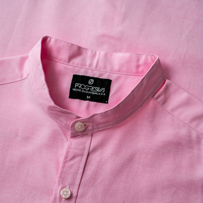 Camisa manga corta cuello chino  - rosada