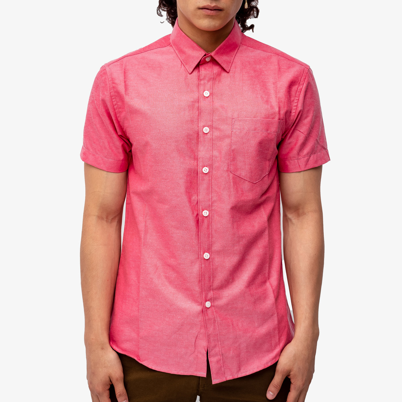 Camisa manga corta cuello normal - Rojo