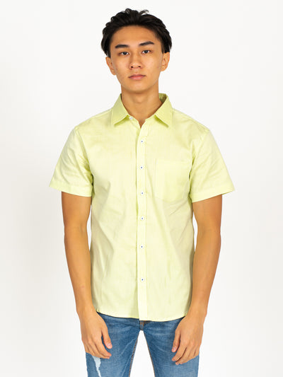 Camisa manga corta cuello normal - verde eléctrico